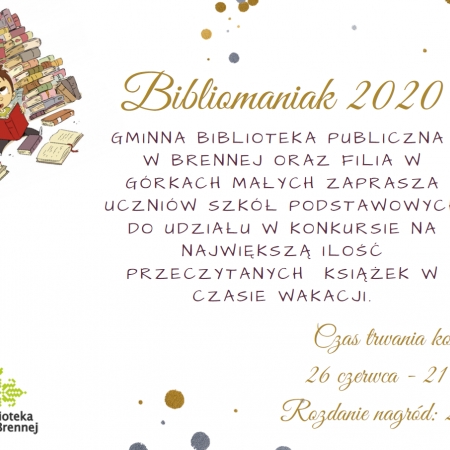 Plakat promujący akcję BIBLIOMANIAK 2020